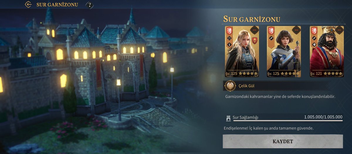 ageofempires2c5's tweet photo. Age of Empires Mobile oyununda 5 yıldızlı üç tane komutana sahibim! 

Bu komutanları Sur Garnizonu'na koydum! 

4 ve 3 yıldızlı komutanları'mı "Strateji Gizliliği" nedeniyle paylaşmayacağım! 

Başkenti almış olan ittifak ; beni düşman olarak görüyor ve Kral Toprakları'na sokmuyor https://t.co/lWUppD1fX7