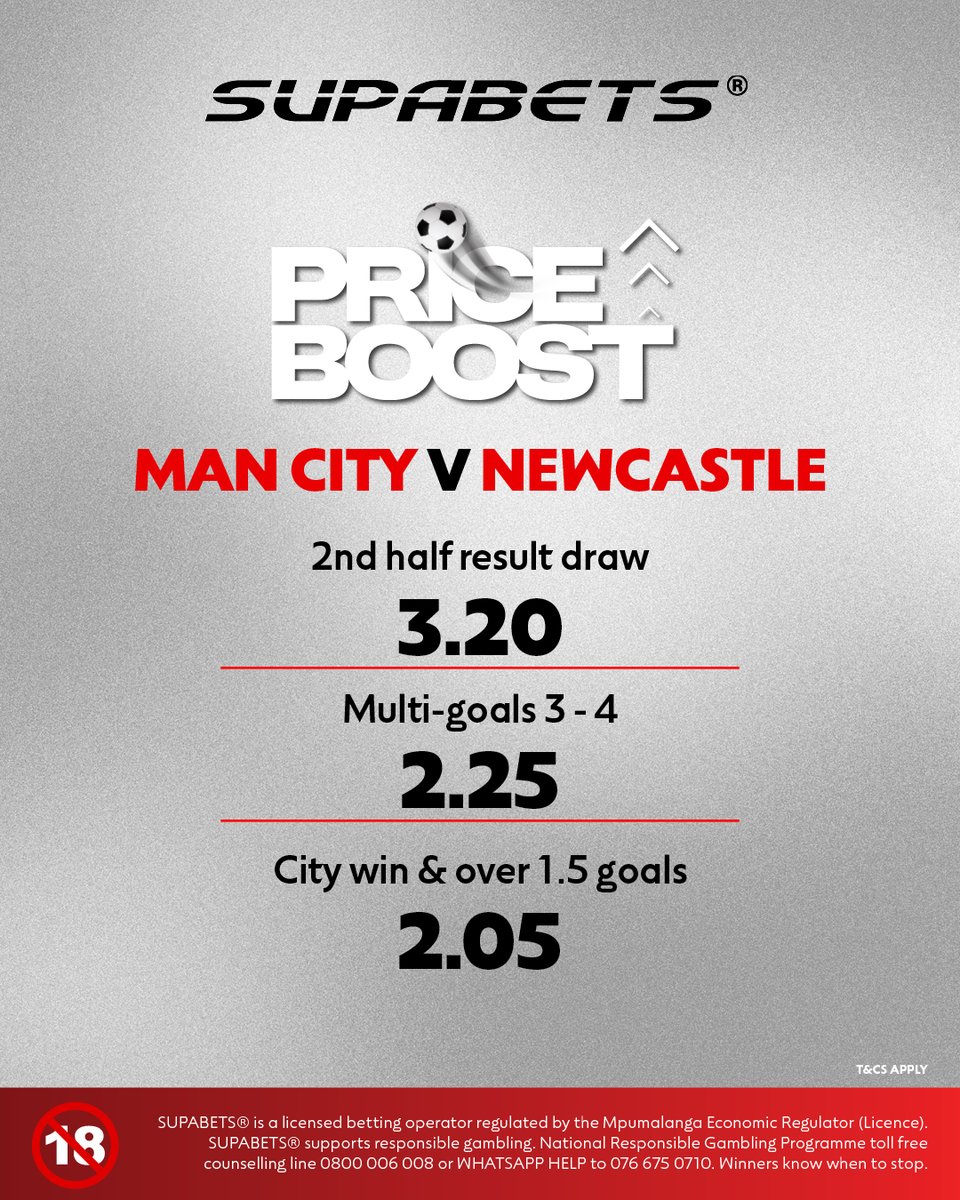 Supabets_mzansi's tweet image. The MAGPIES need a massive performance to overturn the deficit, so we feel CITY should have this one in the bag🫡⚽

🚀 bit.ly/3UvaGbC ✅

#PriceBoost #EFLCup #MNCNEW #Supabets

18+ / Bet Responsibly