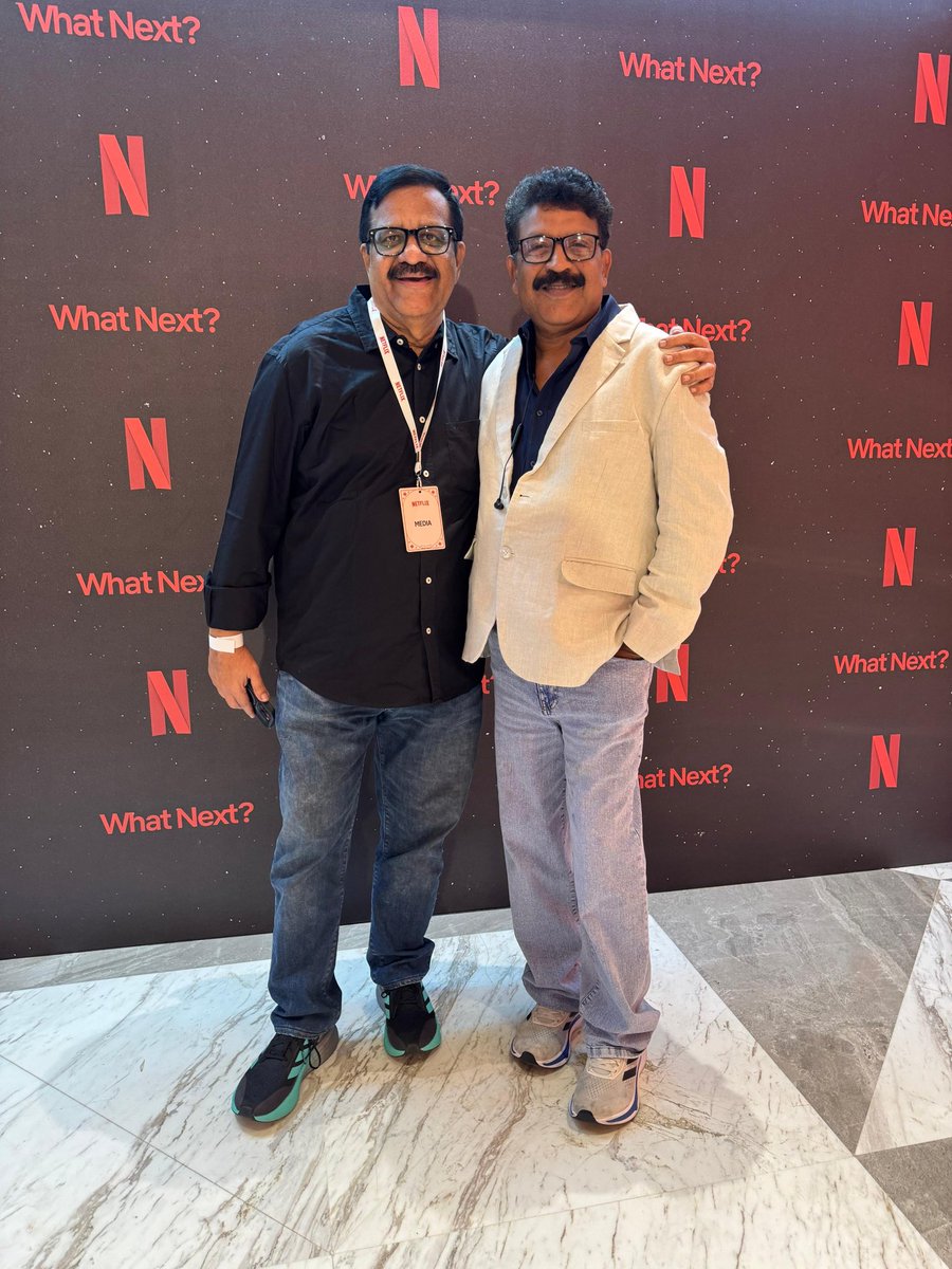.<a href="/SureshChandraa/">Suresh Chandra</a> at Netflix slate announcement event in Mumbai with <a href="/sri50/">Sreedhar Pillai</a> <a href="/NetflixIndia/">Netflix India</a> 
#NetflixSlate #Netflix #WhatNext #Sureshchandra