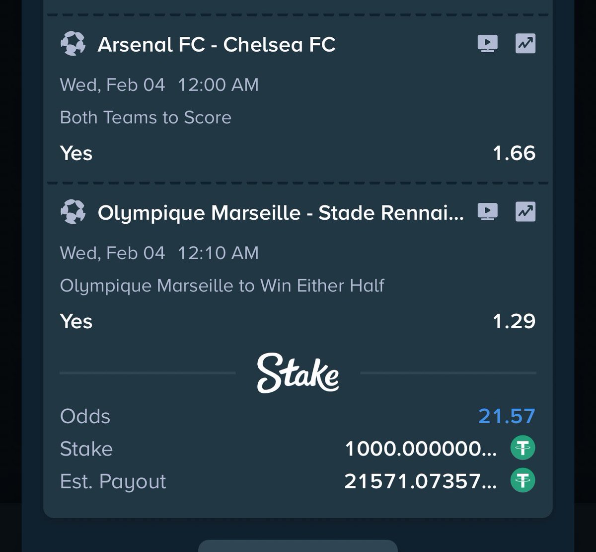 Mrbankstips's tweet image. Today tips on Stake 

51k odds to win $2.3M stake.com/sports/home?ii…

42 odds stake.com/sports/home?be…

22 odds stake.com/sports/home?be…

55 odds stake.com/sports/home?be…

275 odds stake.com/sports/home?be…

Register a stake account via stake.com/?c=f213c5ba25&amp;amp;…

Use welcome code ‘banks’…
