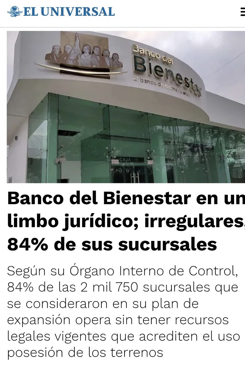 Arouet_V's tweet photo. .@JesusRCuevas:

El 84% de las sucursales del Banco del Bienestar operan en condiciones irregulares y guardas silencio. Ah, pero para inventar campañas contra @BancoAzteca te pintas solo. El país no te importa, lo que te importa es seguir consignas políticas. https://t.co/RGkL0mZykE