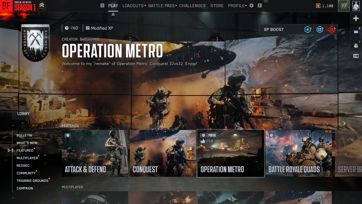 A reimagined (remake) version of #Battlefield3's classic map Operation Metro is now available in the featured experiences section #Portal.