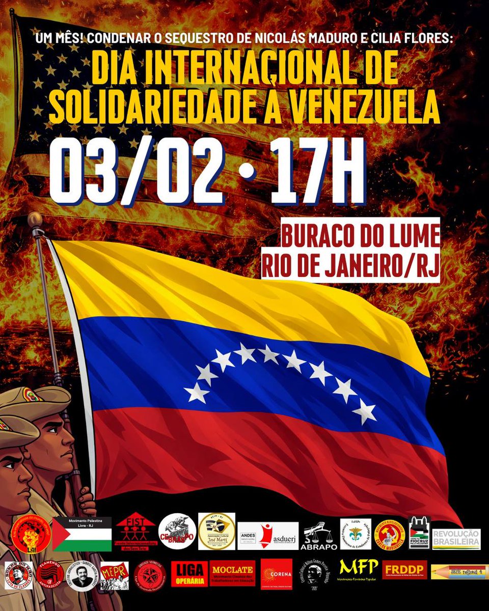 🇻🇪 A Revolução Brasileira convoca seus militantes a compor os atos em solidariedade ao povo venezuelano nesta terça-feira (3). 

No Rio de Janeiro, o ato será no Buraco do Lume, no Centro. 

#revolucaobrasileirarj 
#revolucaobrasileira 
#solidariedadeàvenezuela