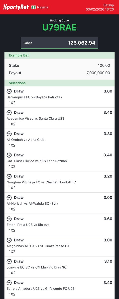 120k odds: U79RAE , NW4ZTL , JTURMK , XPDG6N