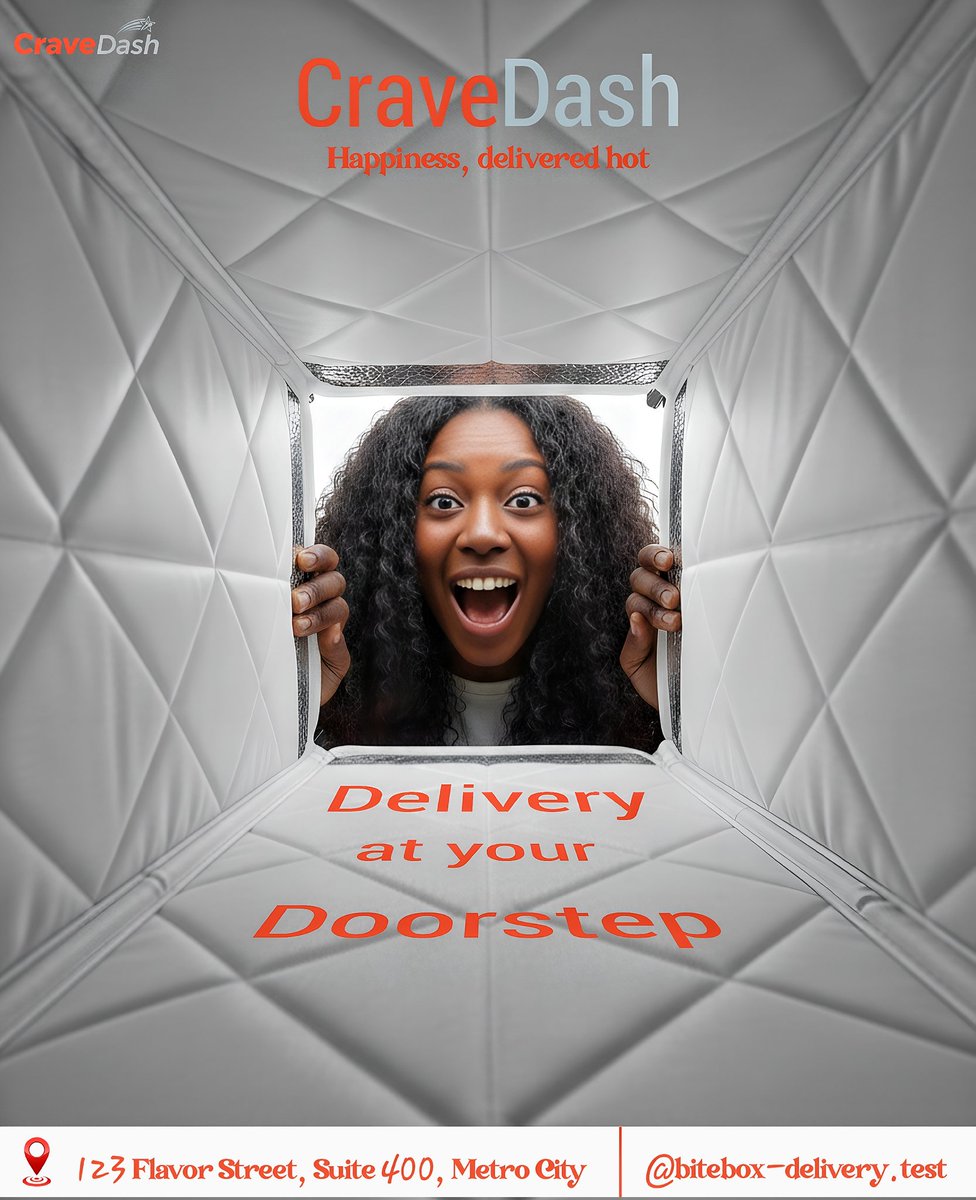 Twyskid2's tweet image. Visuals that taste as good as they look. 🍛✨
​I recently wrapped up this promotional graphic for CraveDash. #GraphicDesign #FoodMarketing #BrandIdentity #VisualDesign #Portfolio #CraveDash