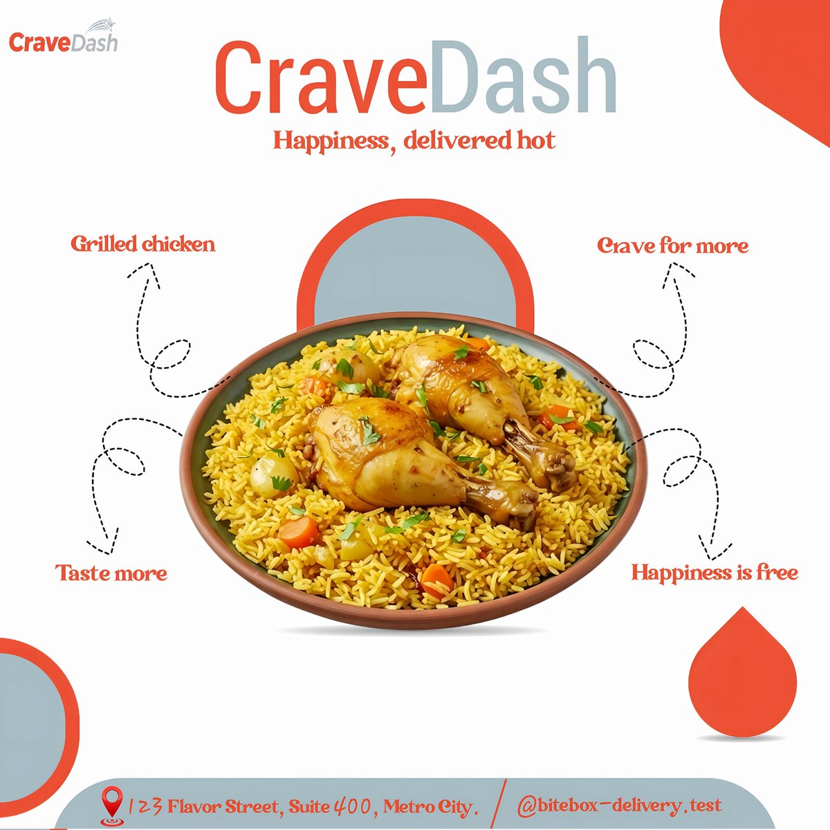 Twyskid2's tweet image. Visuals that taste as good as they look. 🍛✨
​I recently wrapped up this promotional graphic for CraveDash. #GraphicDesign #FoodMarketing #BrandIdentity #VisualDesign #Portfolio #CraveDash