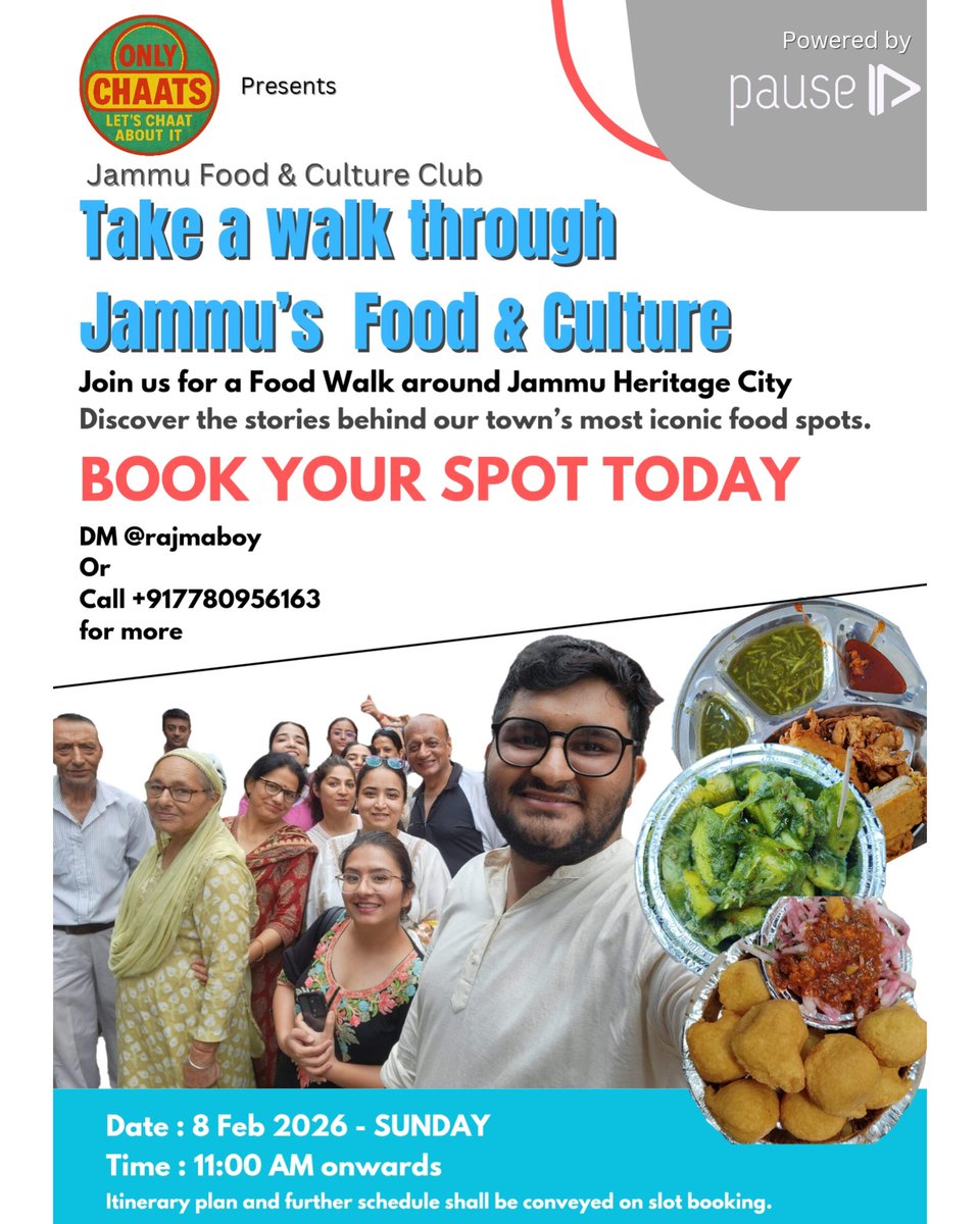 onlychaats's tweet photo. A walking archive of #Jammu.
Food, faith, markets, and crafts — experienced on foot, narrated through taste, and preserved through people.
Curated by Team @OnlyChaats &amp; @pausetribe
Call/DM to participate. https://t.co/5GdxQwKL8L