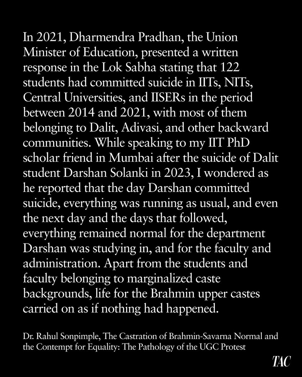 TheAmbedkarian's tweet photo. Read more:
https://t.co/2yvUUzq8Vx
#ambedkarianchronicle #institutionalcasteism #ugcreforms #savarnanormalcy #bahujanarchives #campuspolitics #socialjustice https://t.co/8ybURIJNJ0