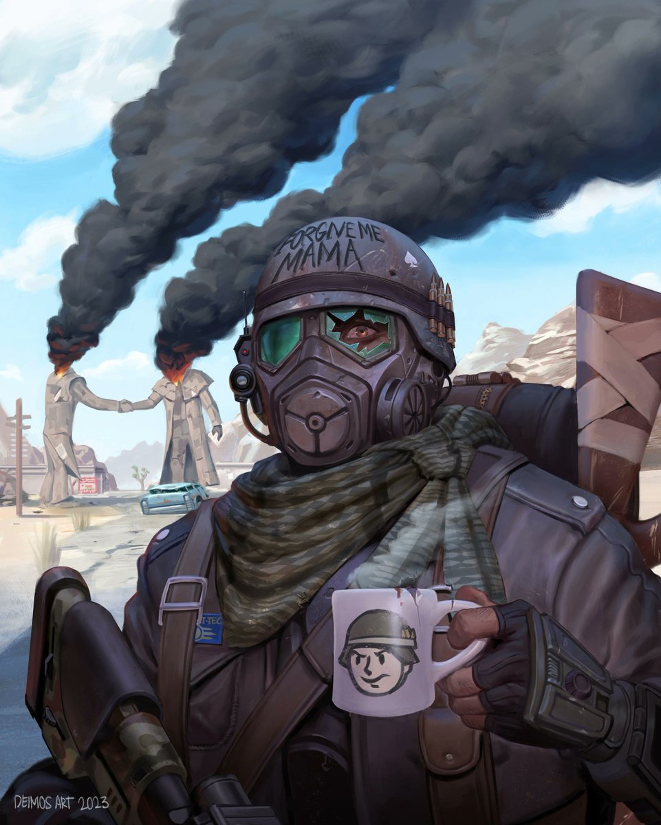 RazorwireRPG's tweet photo. All these years later and you just can't go past how great a Protagonist Avatar the Courier is. They nailed creating a cooler than hell representation of a Wasteland Ranger, or Mojave Monster. Someone players can imprint on, but instantly brings to mind the adventure, danger and excitement of New Vegas. Did they know the impact this Avatar would have all these years later? The endless fan art? The aura farming? The mods and cosplay? Alongside Halo's the Chief, Samus Aran and the Doom Slayer - I can't really think of many other "faceless" heroes (or villains) this damn cool.