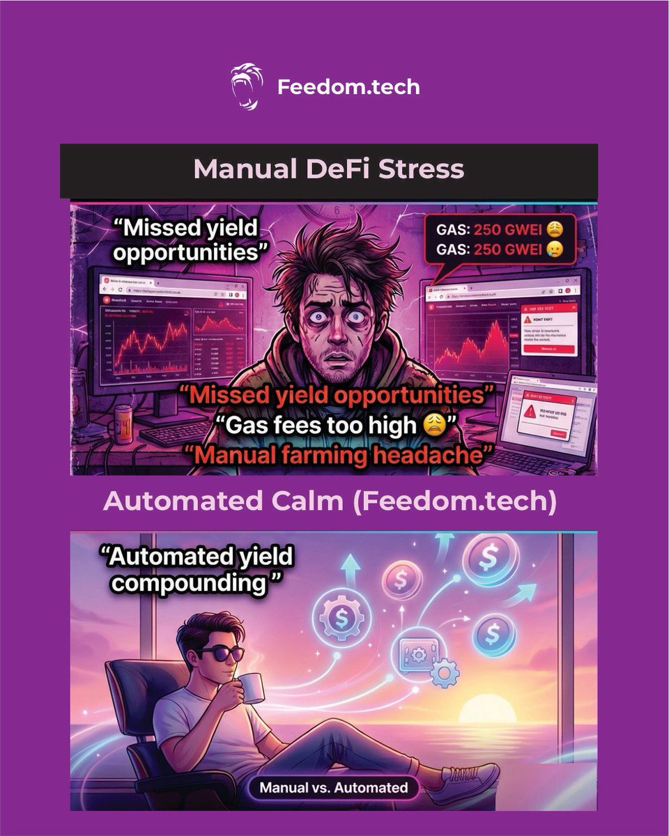 0xfeedam's tweet photo. Automation is underrated. ๐๐ธ
Stop stressing over gas fees, missed yields, and manual farming. Let Feedom. tech do the heavy lifting while you chill..
Automation is the future.โ๏ธโ
โจ
#FeedomTech #DeFi #YieldFarming https://t.co/RYCXW6CVLD