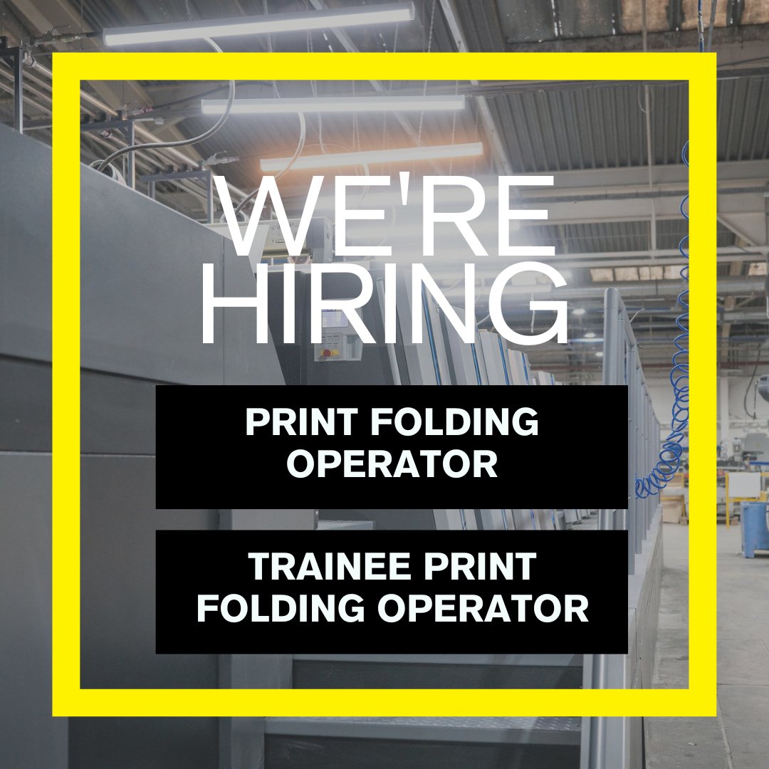 wgbaird's tweet image. 📋 We're Hiring: Print Folding Operator &amp;amp; Trainee Print Folding Operator

We are seeking a dedicated and detail-oriented Print Finisher / Folding Operator and a motivated and reliable Trainee Folding Operator.

➡️ Learn more: d36.co/1cf3q

#wgbaird #jobopportunity