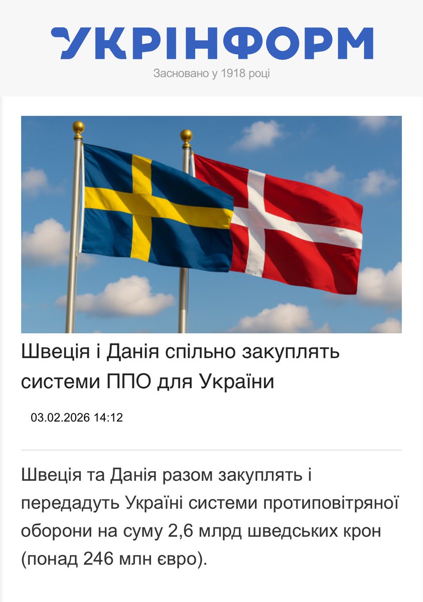 NOELreports's tweet image. Sweden and Denmark will jointly purchase air defense systems for Ukraine. Sweden will finance nearly 200 million euros to buy Tridon systems developed by BAE Systems Bofors, while Denmark will contribute more than 46 million euros, officials said to Ukrinform. #Ukraine