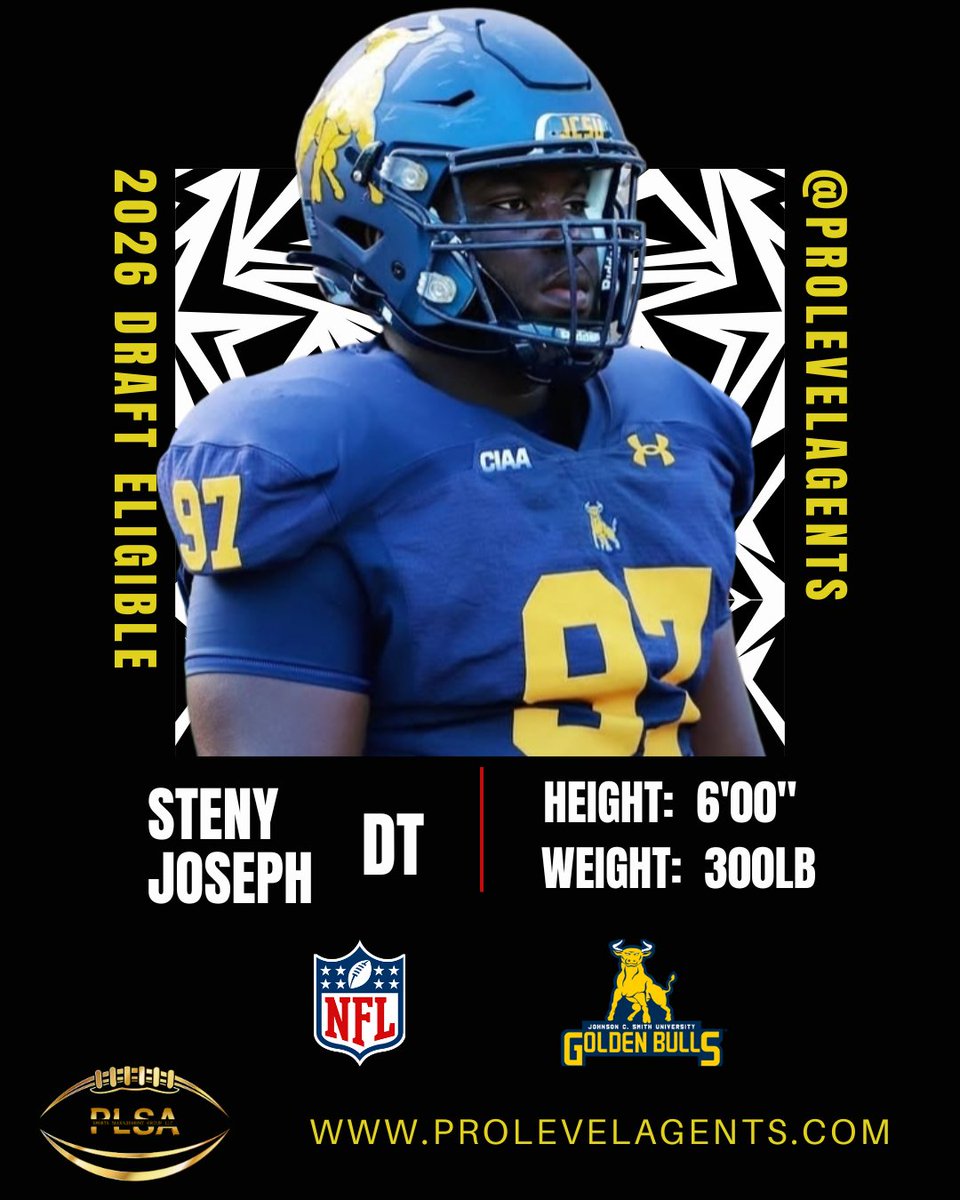 ProLevelAgents's tweet photo. Welcome to the #ProLevelFamily
👉 2026 NFL DRAFT ELIGIBLE 👈
STENY JOSEPH
🏫 Johnson C. Smith University
https://t.co/VWTizJteQ8
Agent: buddy@prolevelagents.com
#nfl #cfl #ufl #football #nfldraft #nflpa #cflpa #sports #collegefootball #profootball #agent https://t.co/Xd1iIEbWbU