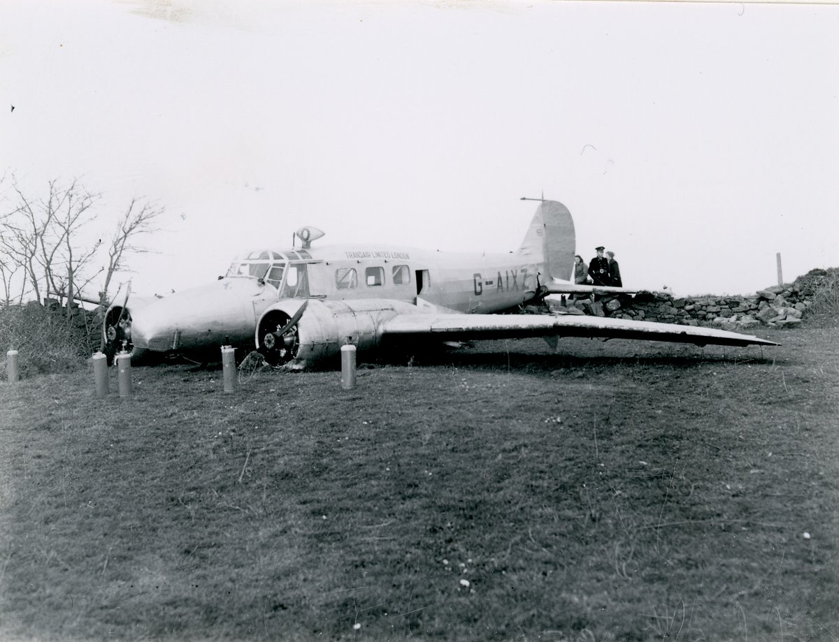 JerseyHeritage's tweet image. #OTD 75 yrs ago, an plane flying newspapers from Croydon to #JerseyCI crashed at the Airport. No-one was hurt but the plane was “a complete wreck”. These images from @JEPnews Photo Collection, held at #JerseyArchive, capture the plane after the accident in 1951.
#OurIslandStory