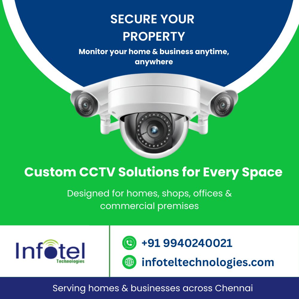 Infotelsathya's tweet photo. Protect your home &amp; business with reliable CCTV installation in Chennai 🔒
Expert planning, quality cameras &amp; professional support — all in one place.
📞 Contact Infotel Technologies now
🌍 https://t.co/xeMdIFH7YI

#CCTVDealersChennai #CCTVService #SecurityCameraInstallation https://t.co/pOzxKkaRww
