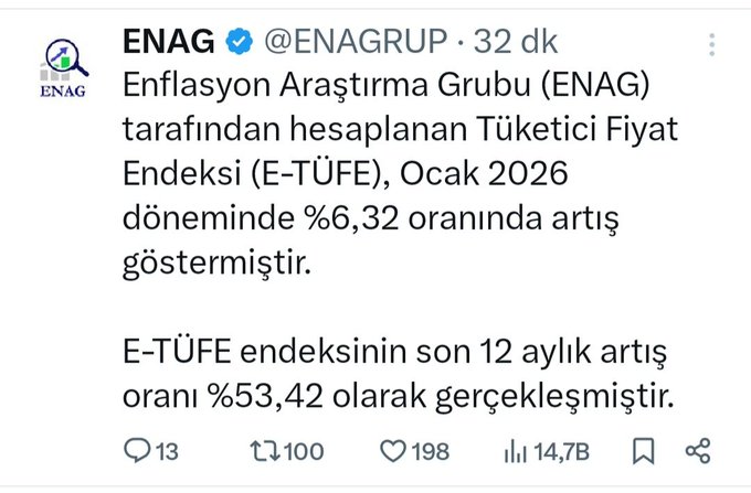 EMEKLİ 
👇
#TüikEmekliyiçarptı

TÜİK in ayarlı #Enflasyon oranları
Emeklinin sofrasından eksilen her lokmanın adıdır.

Bu düzen;
Rakamlarla makyajlanan
Gerçekleri bastıran
Ve #Emekli yi
Sessizce çarpan bir düzendir!

#5000KısmiyeBorcunuzuödeyin
<a href="/RTErdogan/">Recep Tayyip Erdoğan</a>
<a href="/isikhanvedat/">Prof. Dr. Vedat Işıkhan</a>
<a href="/tuikbilgi/">tuik.gov.tr</a>