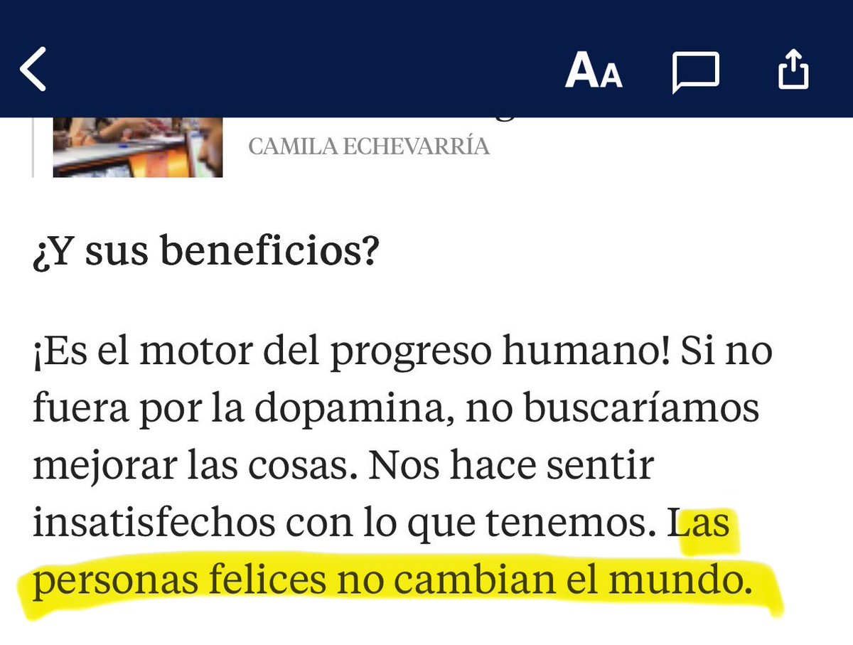 Acabo de leer en una entrevista en La Vanguardia esta frase que sintetiza una intuición que creo haber tenido siempre: “las personas felices no cambian el mundo”. Y, no sé, podríamos dejar el mundo un poco quieto y dejar de hacer el ridículo.