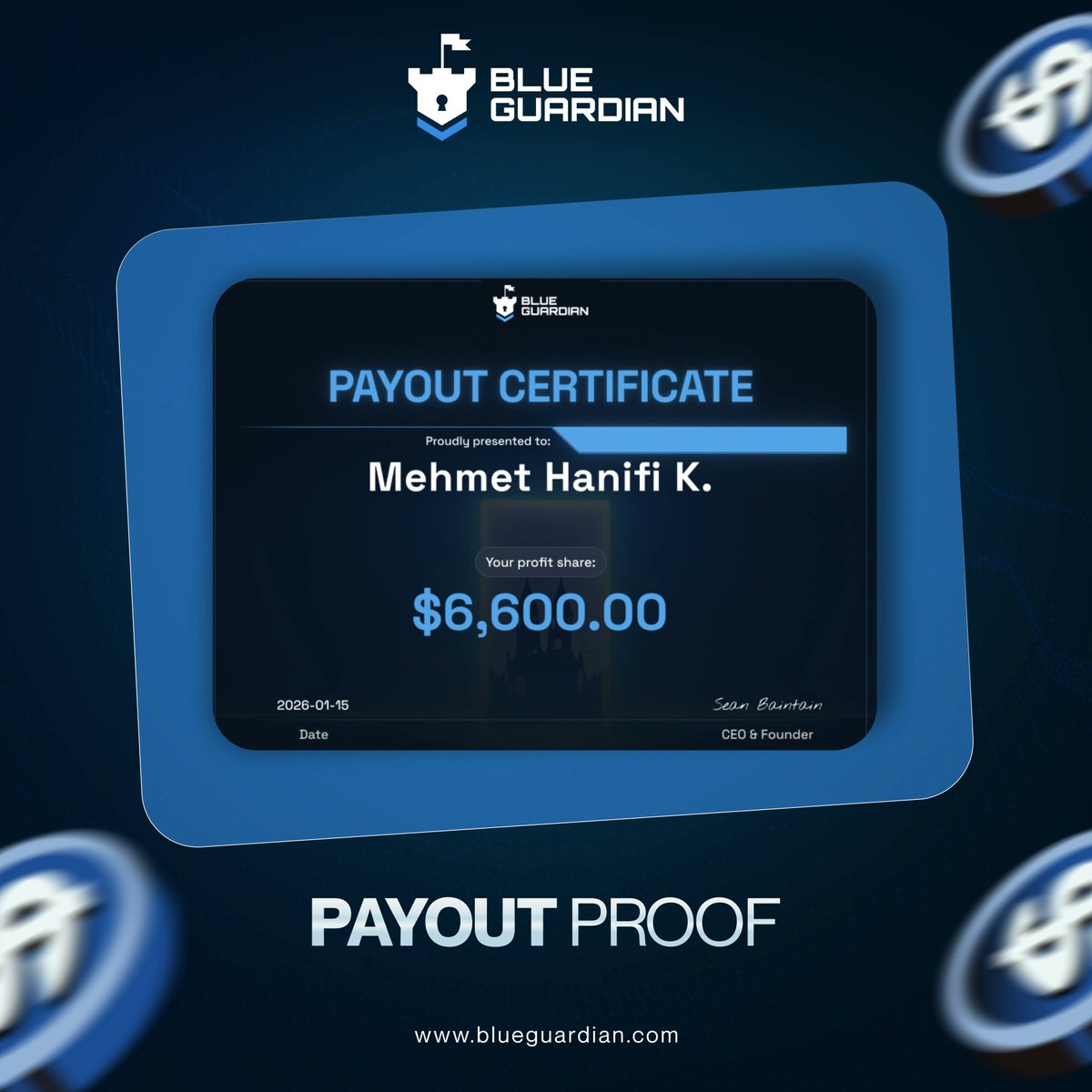 Congratulations to our funded trader, Mehmet!

At Blue Guardian you can choose to get your payout in multiple different methods

You only need to reach your payout goal