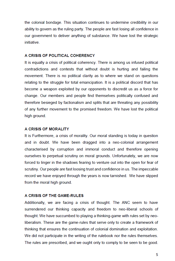 macdee_ANC's tweet image. 🚨 LEAKED ANC RADICAL MANIFESTO EXPOSED 🚨
"ANC Turnaround Strategy 2025" – from hardcore cadres – reveals a faction inside the ANC that wants to delay elections, smash property rights (hello land grabs), and ditch democracy as "neo-colonial".
After the 2024 national disaster