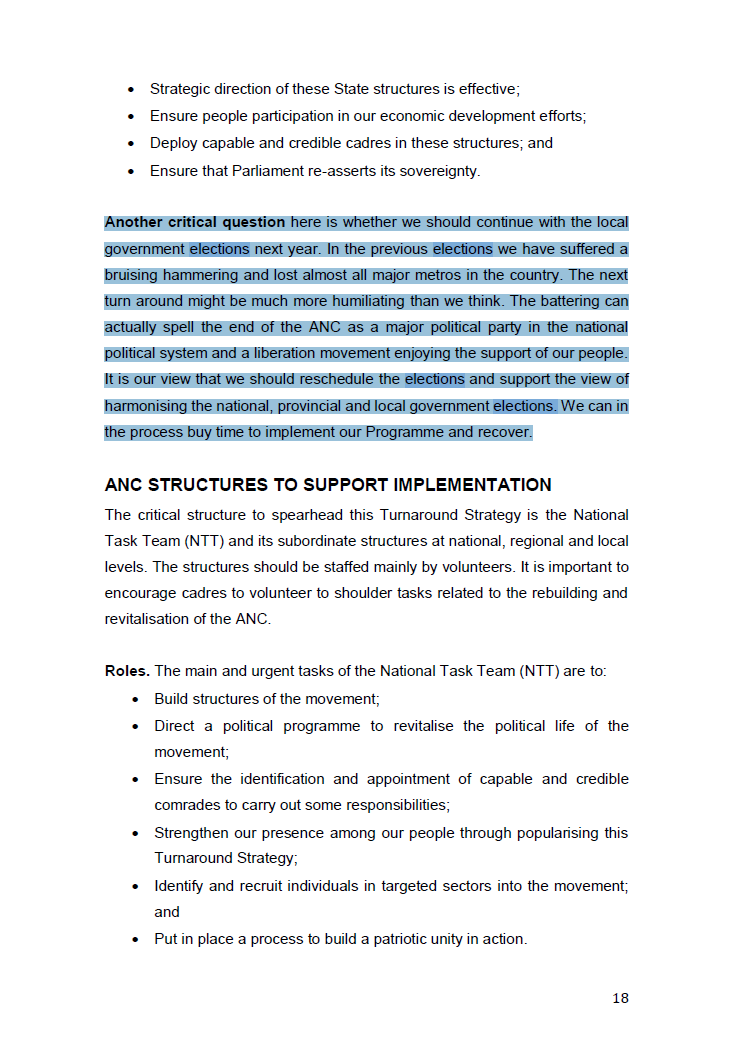 macdee_ANC's tweet image. 🚨 LEAKED ANC RADICAL MANIFESTO EXPOSED 🚨
"ANC Turnaround Strategy 2025" – from hardcore cadres – reveals a faction inside the ANC that wants to delay elections, smash property rights (hello land grabs), and ditch democracy as "neo-colonial".
After the 2024 national disaster