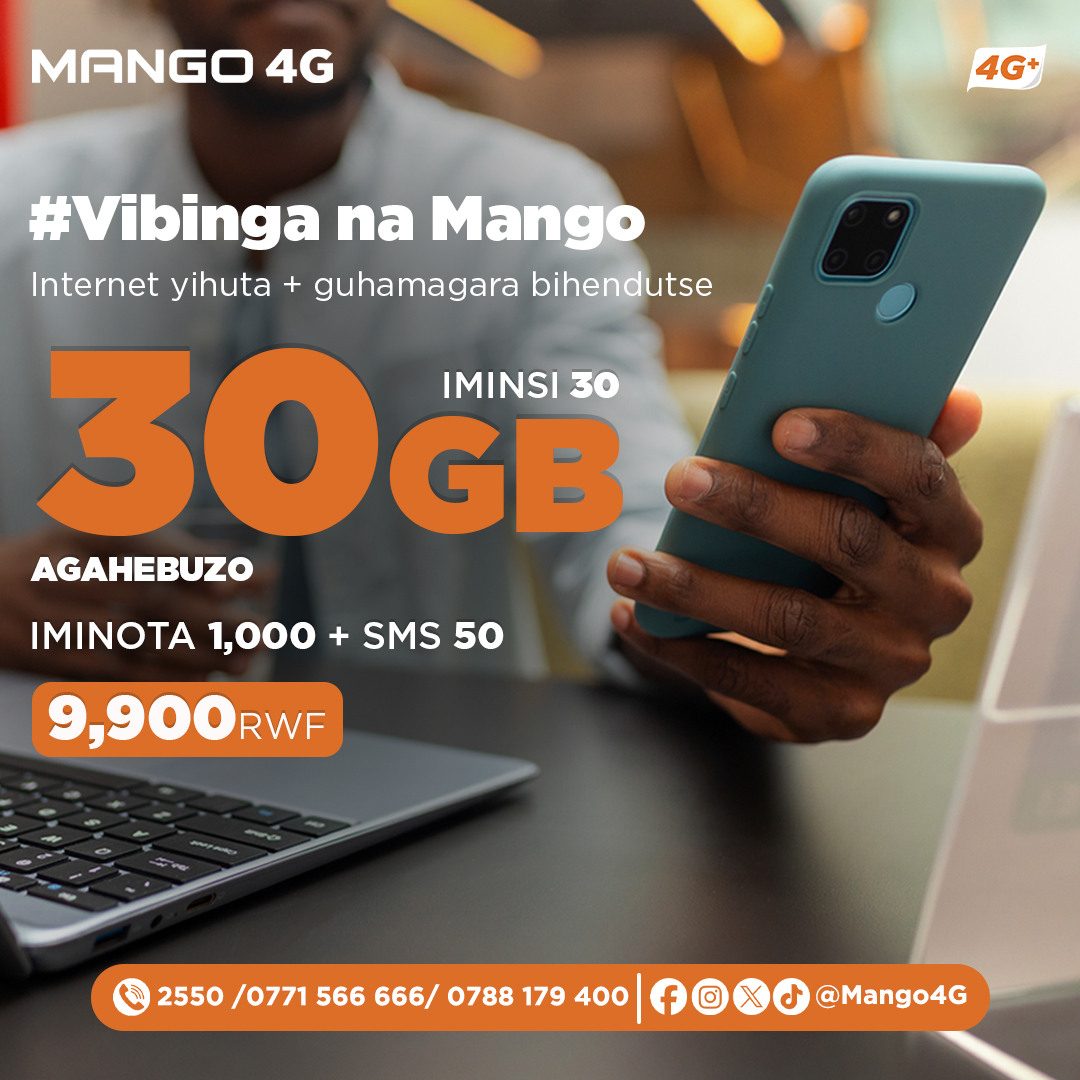 Mango4G's tweet image. Wifuza guhamagara igihe kirekire utishyura menshi? Fata iminota 1000 na SMS 50 ku 9900 Rwf gusa by'ukwezi kose. ni uburyohe gusa muri Mango4g.
kandi *766# maze uryohane na Mango4G

#truly4gnetwork #mango4g #getcozywithus