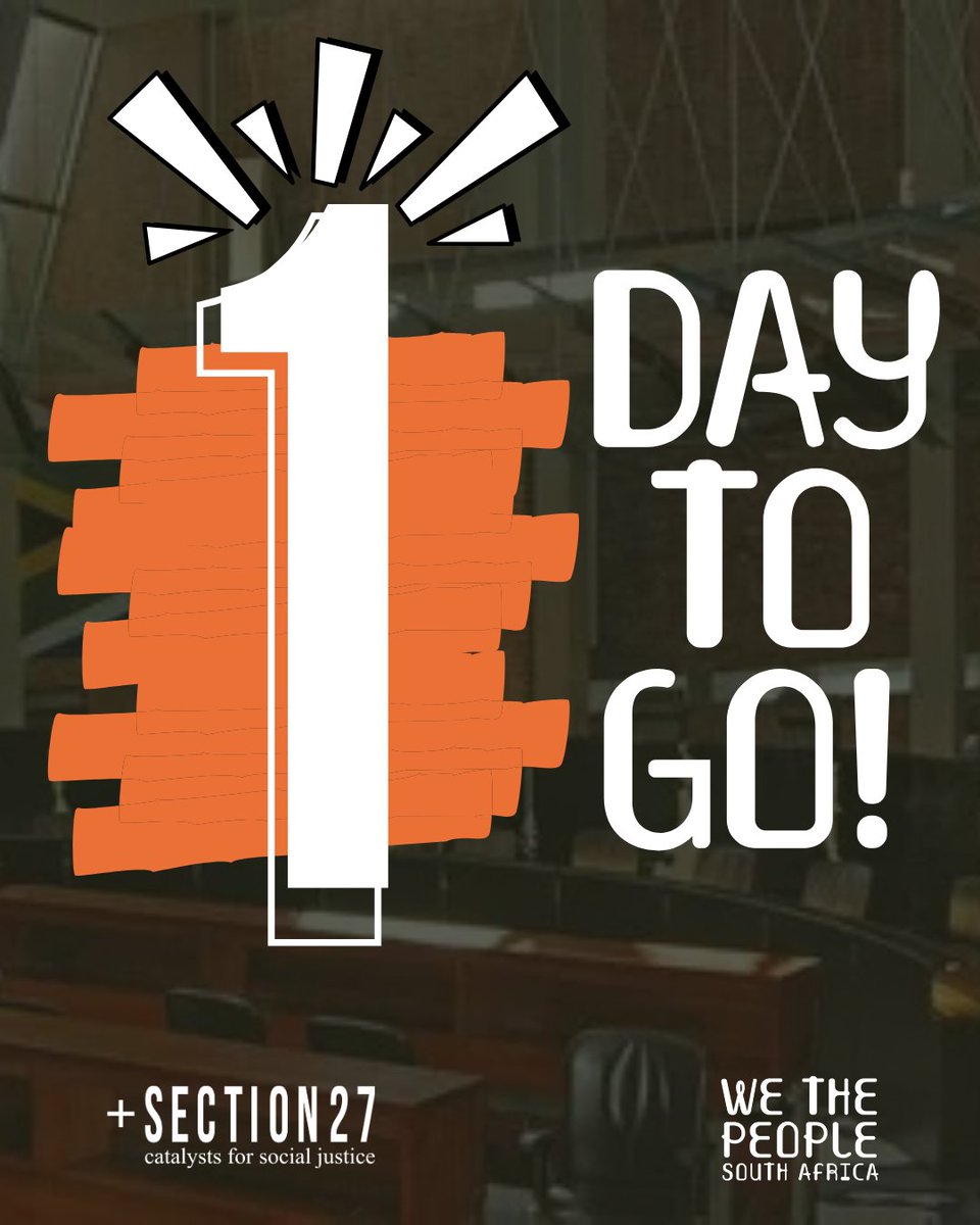 1 ᴅᴀʏ ᴛᴏ ɢᴏ! 🕒

Tomorrow marks 30 years since the Constitution was adopted, a historic milestone in South Africa's democracy.⚖🇿🇦

On this day, SECTION27 and <a href="/WeThePeopleSA/">WeThePeopleSA</a>  launch Know Your Constitution handbook to help you understand, own and defend your rights!

Get