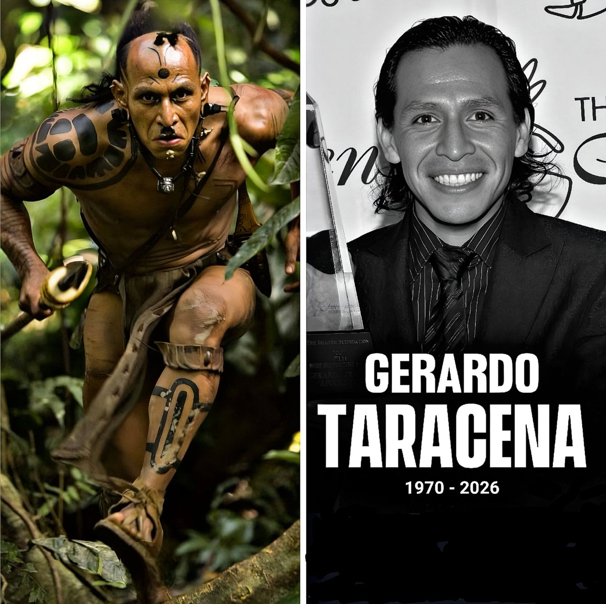 Narcos &amp; Apocalypto star Gerardo Taracena has passed away at 55. 🕊️