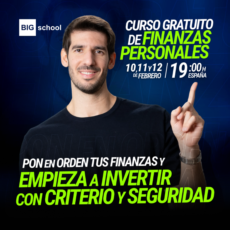 Bigseo's tweet photo. Curso Gratis de Finanzas (10,11 y 12 Feb) aprender a tomar el control de tus finanzas e invertir.