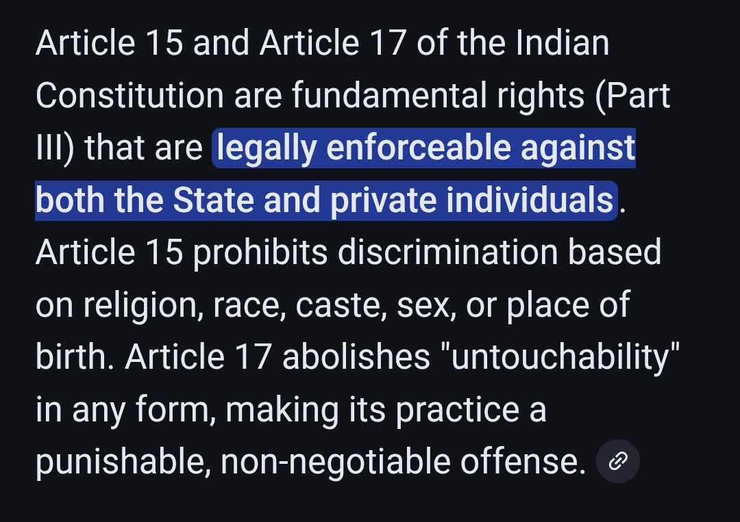 SwakshaK's tweet image. Our Constitution conferred to us these two great Fundamental Right to Equality which is enforceable by court of law and if discrimination and ill  practices still persists ....!!
Who should be held accountable ? 
#FR #Equality #UGC_ACT