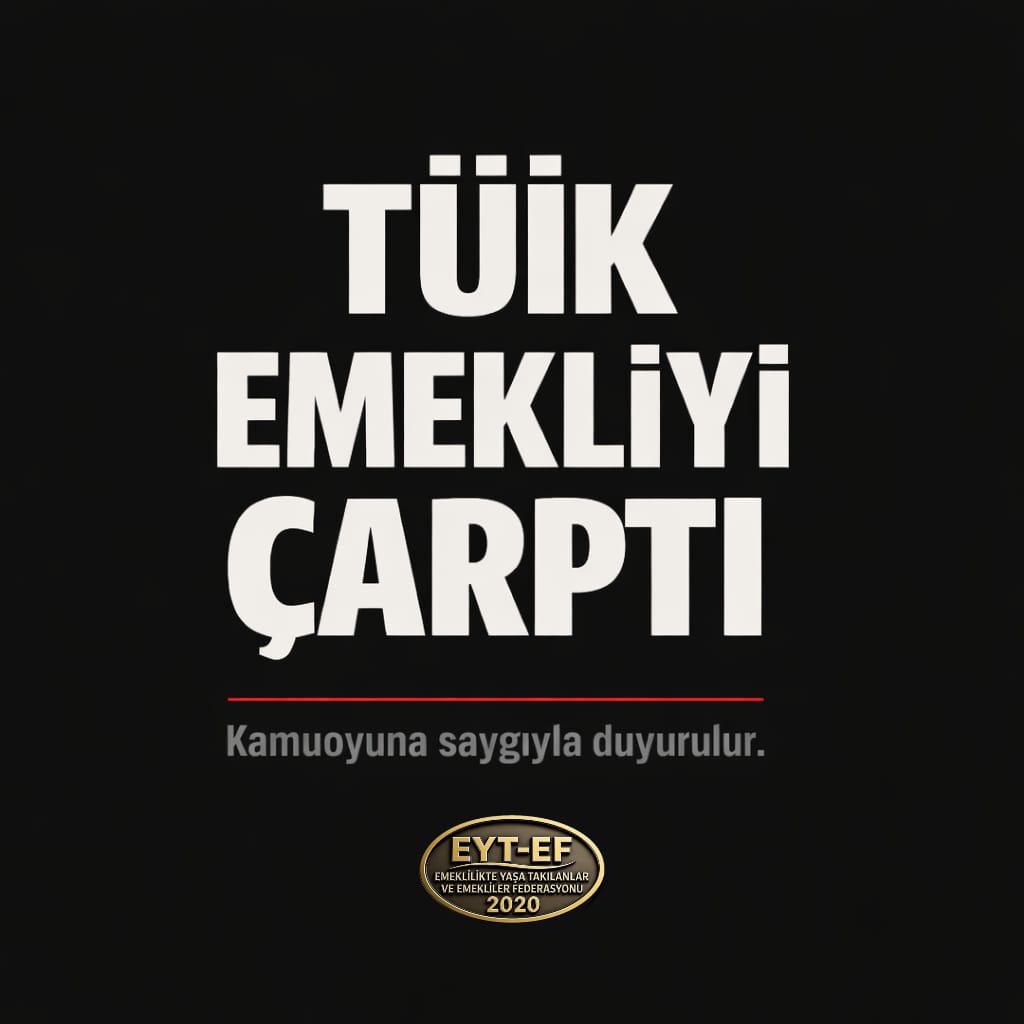 EMEKLİ 
👇
#TüikEmekliyiçarptı

TÜİK in ayarlı #Enflasyon oranları
Emeklinin sofrasından eksilen her lokmanın adıdır.

Bu düzen;
Rakamlarla makyajlanan
Gerçekleri bastıran
Ve #Emekli yi
Sessizce çarpan bir düzendir!

#5000KısmiyeBorcunuzuödeyin
<a href="/RTErdogan/">Recep Tayyip Erdoğan</a>
<a href="/isikhanvedat/">Prof. Dr. Vedat Işıkhan</a>
<a href="/tuikbilgi/">tuik.gov.tr</a>