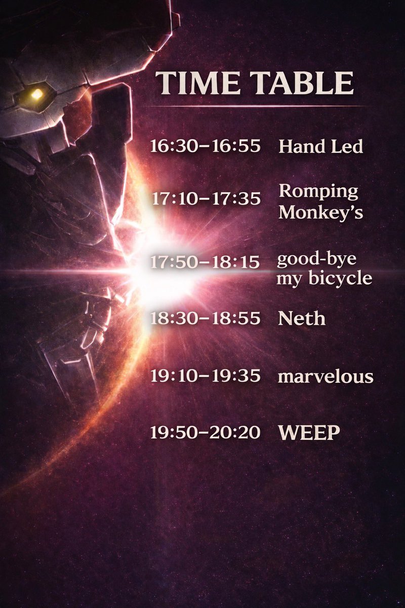 【🔥WEEPツアー足利編🔥】

タイムテーブル解禁👍

2025.2.15(日)
足利SOUNDHOUSE PICO
WEEP 1st Album
"Total Eclipse" Release Tour足利編

WEEP(東京)
Romping Monkeye's(群馬)
MARVELOUS
good-bye my bicycle
Neth
Hand Led

OPEN/START
16:00/16:30

ticket(前売当日共通)
¥1500+drink