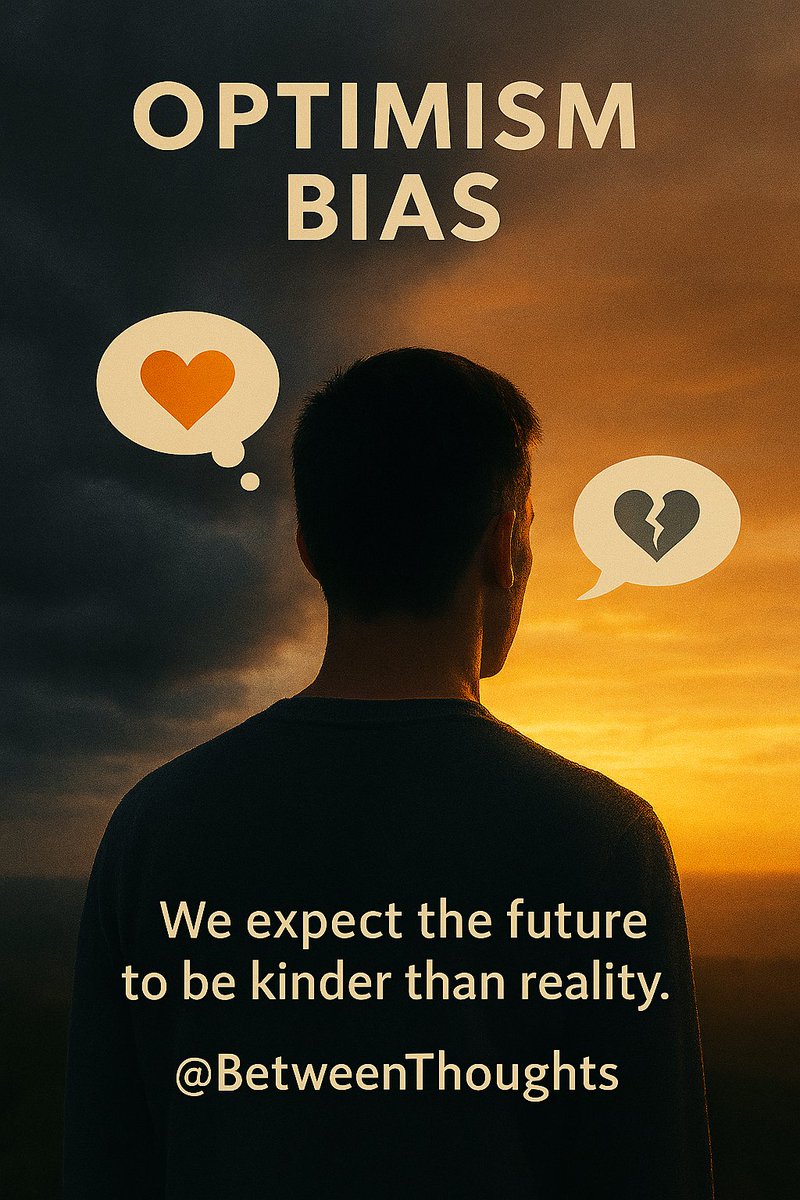 thoughts0916's tweet photo. We often imagine a brighter future than reality delivers. Optimism bias isn’t delusion—it’s hope with blind spots. 💭💔

#OptimismBias #CognitiveBias #BetweenThoughts #EmotionalAwareness #MindfulThinking https://t.co/JG4mE5TgxC
