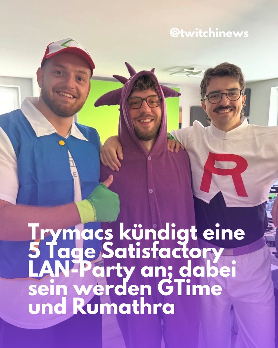 twitchinews's tweet photo. Trymacs (@Trymacs) kündigt eine 5 Tage Satisfactory LAN-Party an; dabei sein werden GTime (@GamersTimeTV) und Rumathra (@Rumathra)
#Trymacs #GTime #Rumathra #Twitch https://t.co/MUpVm3fEfA