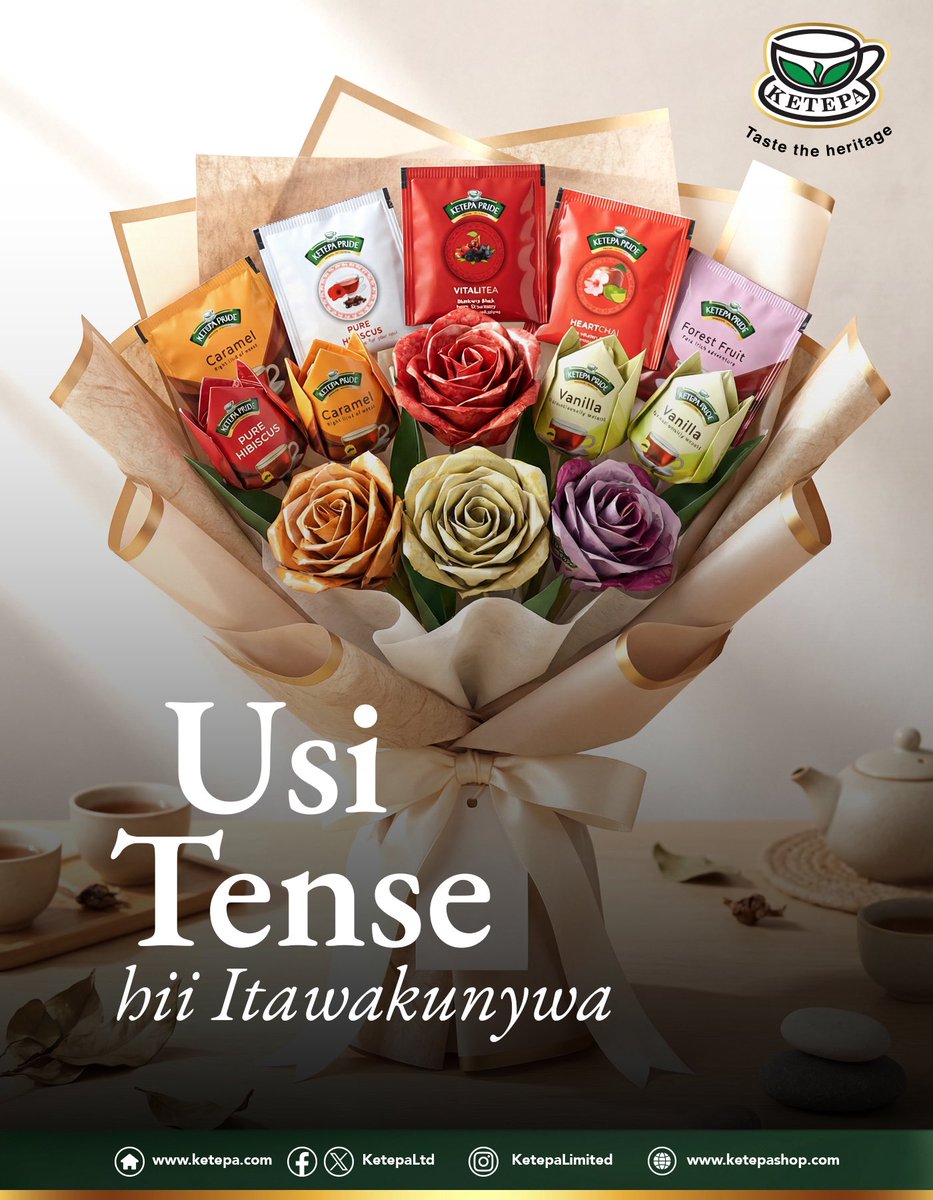 KetepaLtd's tweet photo. Ketepa wishes to remind the public that section 1 of the Love Languages Code - aka the gifting of Ketepa Tea bags in decorative and romantic bouquet displays during this month of love is an enshrined freedom that all Kenyans across all walks can engage in without fear of interdiction. 

Signed - Ketepa Cabinet Secretary for Love Affairs 😘