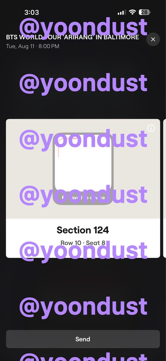yoondust's tweet photo. [WTS] 💜 BTS - Baltimore Day 2

4 tickets
Section 124 Row 10, Seats 8-11
$754.69 each, FV 

Panic bought during presale. Can share all proofs and will transfer directly through SeatGeek. Open to FaceTime and PayPal G&amp;S although Zelle/F&amp;F is preferred. Please DM if interested! https://t.co/HRkU1ngigt