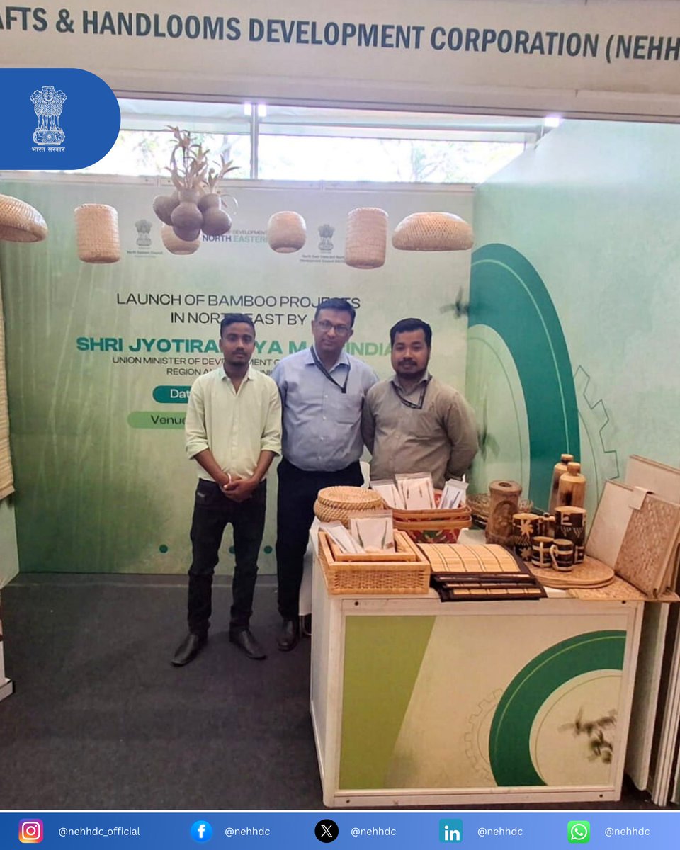 nehhdc's tweet photo. Shri Jyotiraditya M. Scindia, Hon’ble Minister, MDoNER, launched major Bamboo Development Projects for NER. An exhibition of cane and bamboo products from clusters across the Northeast was organized, with NEHHDC officials engaging with stakeholders during the event.
#NEHHDC https://t.co/aHp6zNjc2d