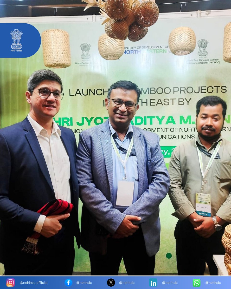 nehhdc's tweet photo. Shri Jyotiraditya M. Scindia, Hon’ble Minister, MDoNER, launched major Bamboo Development Projects for NER. An exhibition of cane and bamboo products from clusters across the Northeast was organized, with NEHHDC officials engaging with stakeholders during the event.
#NEHHDC https://t.co/aHp6zNjc2d
