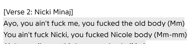 this nicki verse being about lewis... on a kanye song... much 2 think about