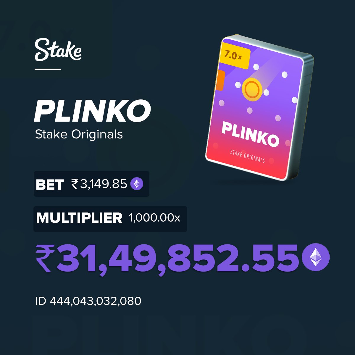 Interface de jeu Plinko Stake
