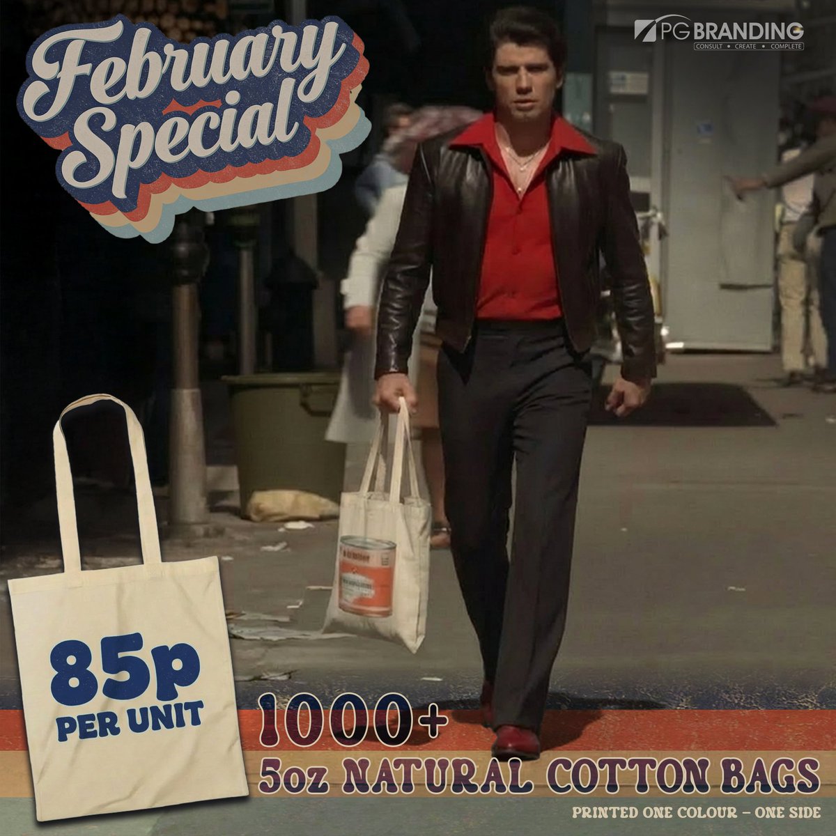 PgBranding's tweet photo. 🕺 February Special 🪩

✨ 1000+ 5oz natural cotton tote bags
✨ Printed one side, one colour
✨ Just 85p per unit (excludes VAT)
✨ Delivery included to one mainland UK address

01423 878 000 https://t.co/p4ZEoxGzey SALES@PGBRANDING.COM
  
CONSULT | CREATE | COMPLETE https://t.co/NErBqRUjQ7