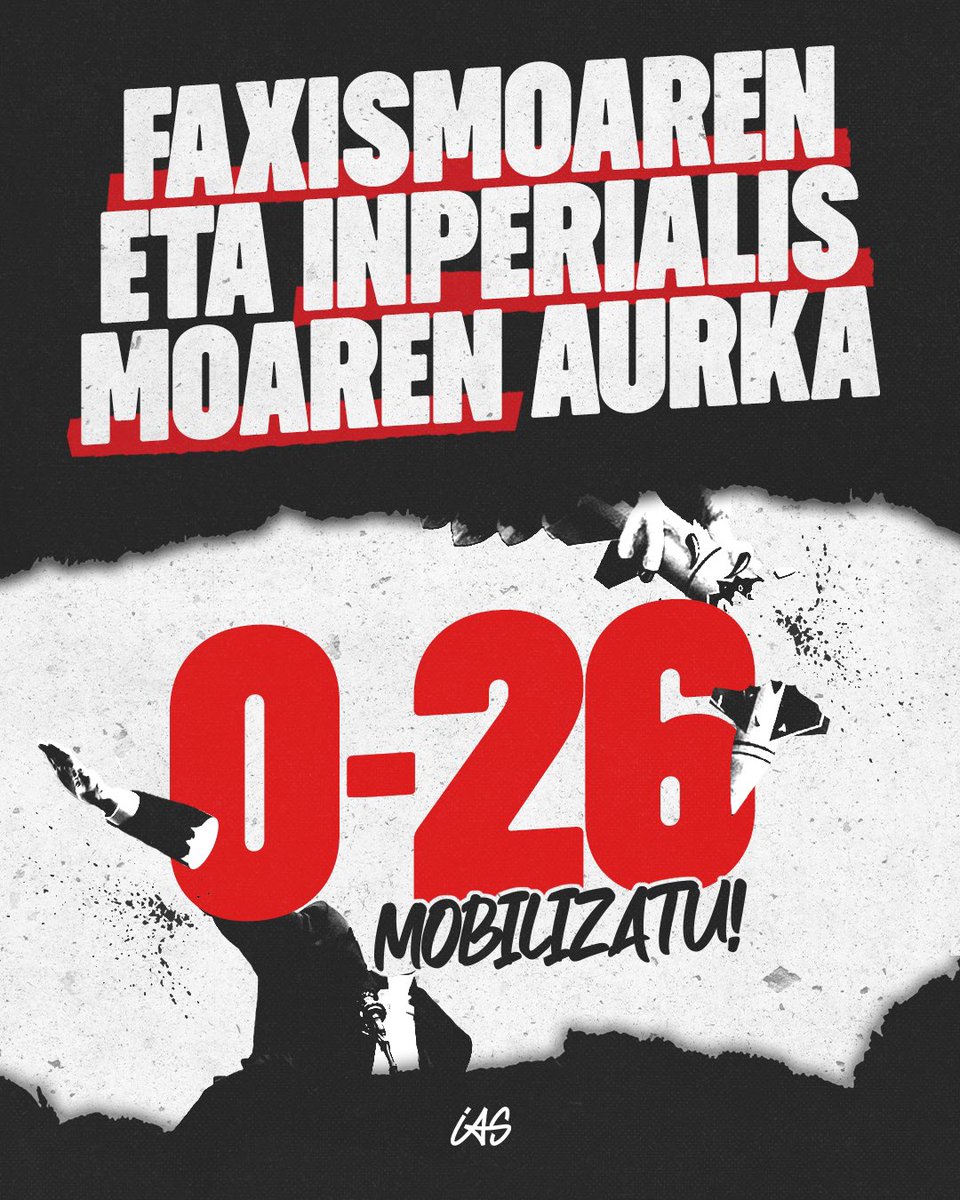 Faxismoaren eta inperialismoaren aurka ikasle mobilizazioak egingo ditugu otsailaren 26an.

Larunbateko mobilizazioen ostean, borrokatzen eta antolatzen jarraitzea ezinbestekoa da. Orain ikasle langileon unea da.

Faxismoaren eta inperialismoaren aurka O-26 mobilizatu!