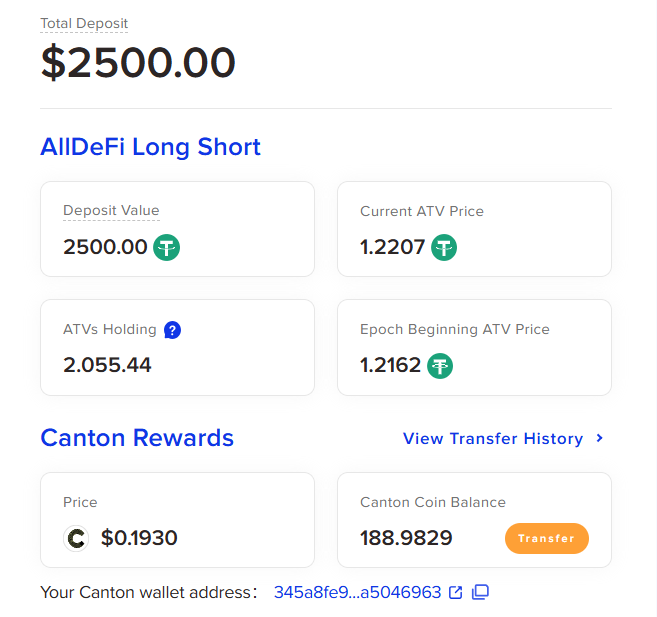 g0dffrey_'s tweet photo. Printing in silence? Not me.
Here’s my AllDeFi Long/Short yield — Proof of Alpha
📈 Deposit: $2,500
🪙 ATVs Holding: 2,055.44
💰 Canton Rewards: 188.98 CC
🔥 Epoch 2 almost over — last chance to lock gains!
@Alldefi_ai @CantonNetwork
#AllDeFi https://t.co/i2L3kkGrMj