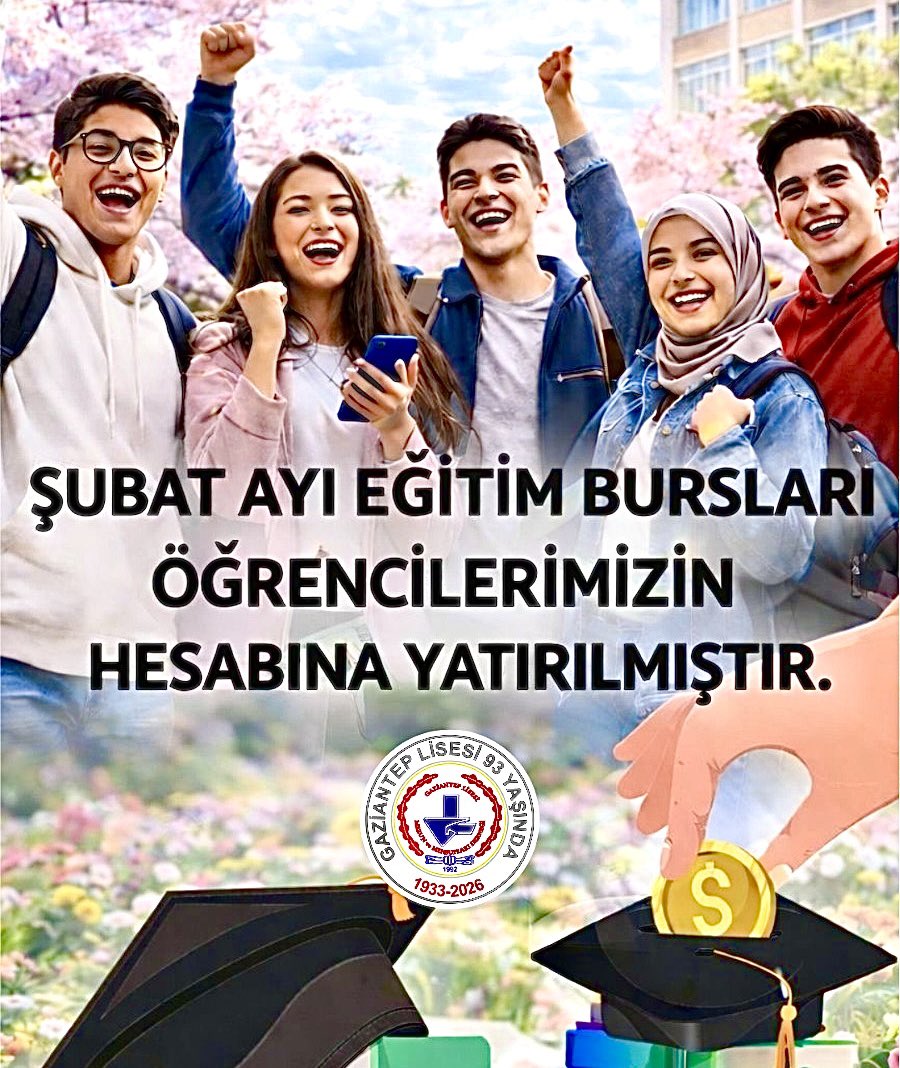Şubat ayı eğitim burslarımız, öğrencilerimizin hesaplarına yatırılmıştır.
Eğitime yapılan her katkının geleceğe atılan sağlam bir adım olduğuna inanıyor; öğrencilerimizin akademik yolculuklarında yanlarındayız.

<a href="/tcmeb/">Millî Eğitim Bakanlığı</a> <a href="/Yusuf__Tekin/">Yusuf Tekin</a> <a href="/gantepvaliligi/">Gaziantep Valiliği</a> <a href="/kemalcebervali/">Kemal Çeber</a> <a href="/Dr_Onderarpaci/">Dr. Önder ARPACI</a>