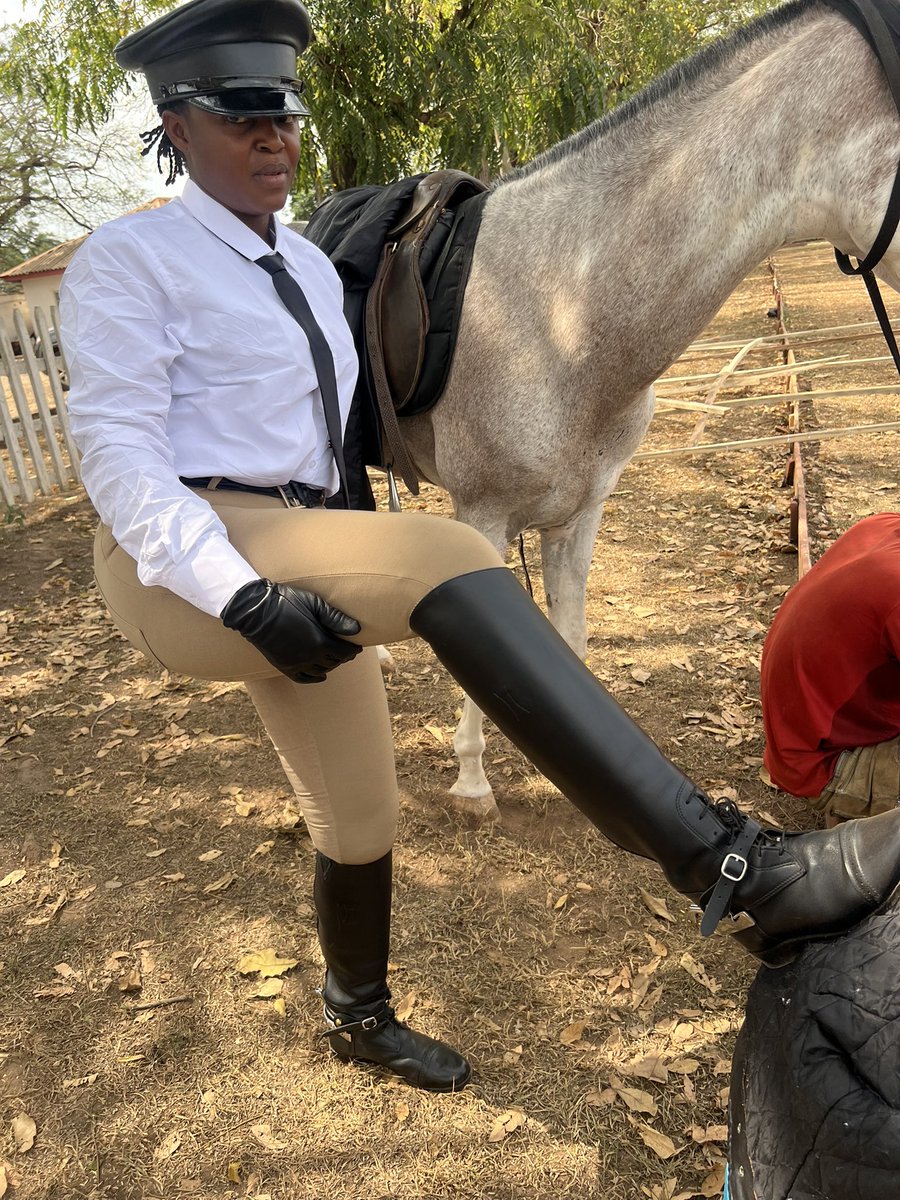 booted_bola's tweet image. Mandatory Duties! My Boot boy must always present his back for an endurance test before he can used as an assistant to mount my horse. It will be unpleasant for you to see a queen falling due to weak and unstable boot 😠😈#ridingmistress #ridingboots #breeches #spur