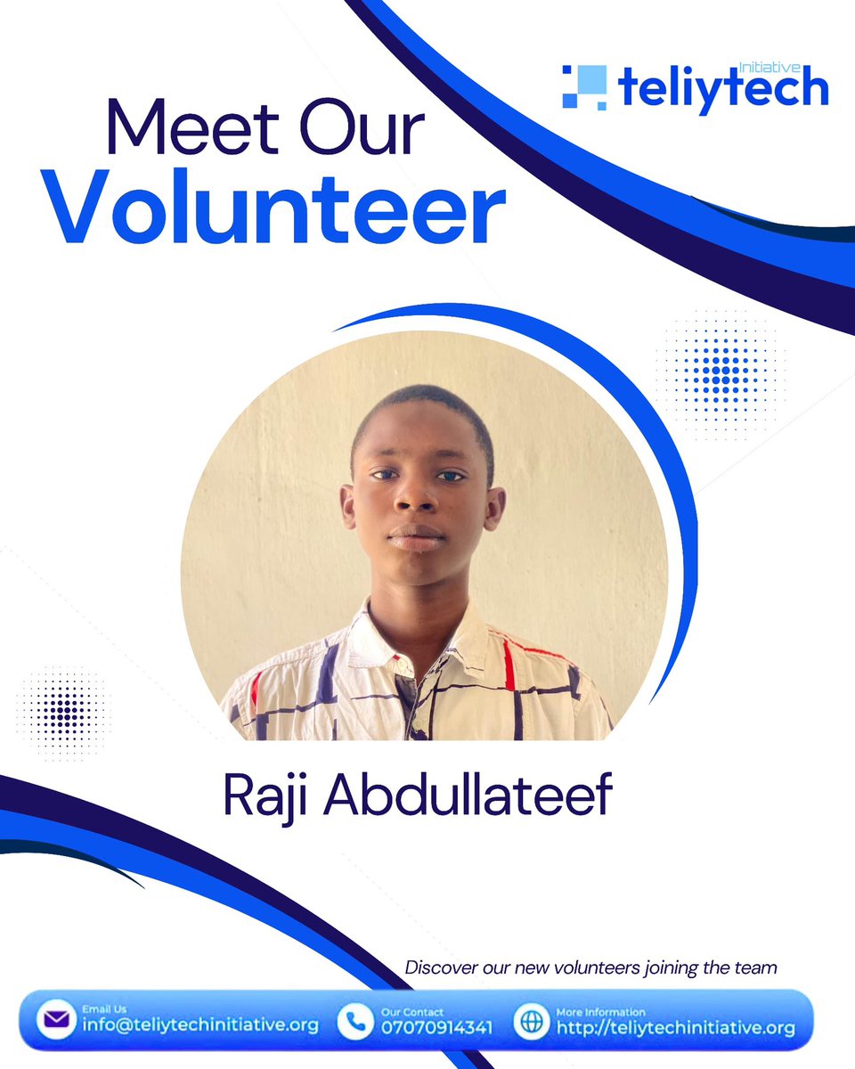 tt_initiative's tweet image. Meet Raji Abdullateef @Abdulraj001, our Graphics Design Volunteer at TeliyTech Initiative 👋

He believes in simplicity, fast execution, and designs that speak clearly. From turning random ideas into flyers in minutes to constantly learning.
#TeliyTechInitiative #DesignInTech