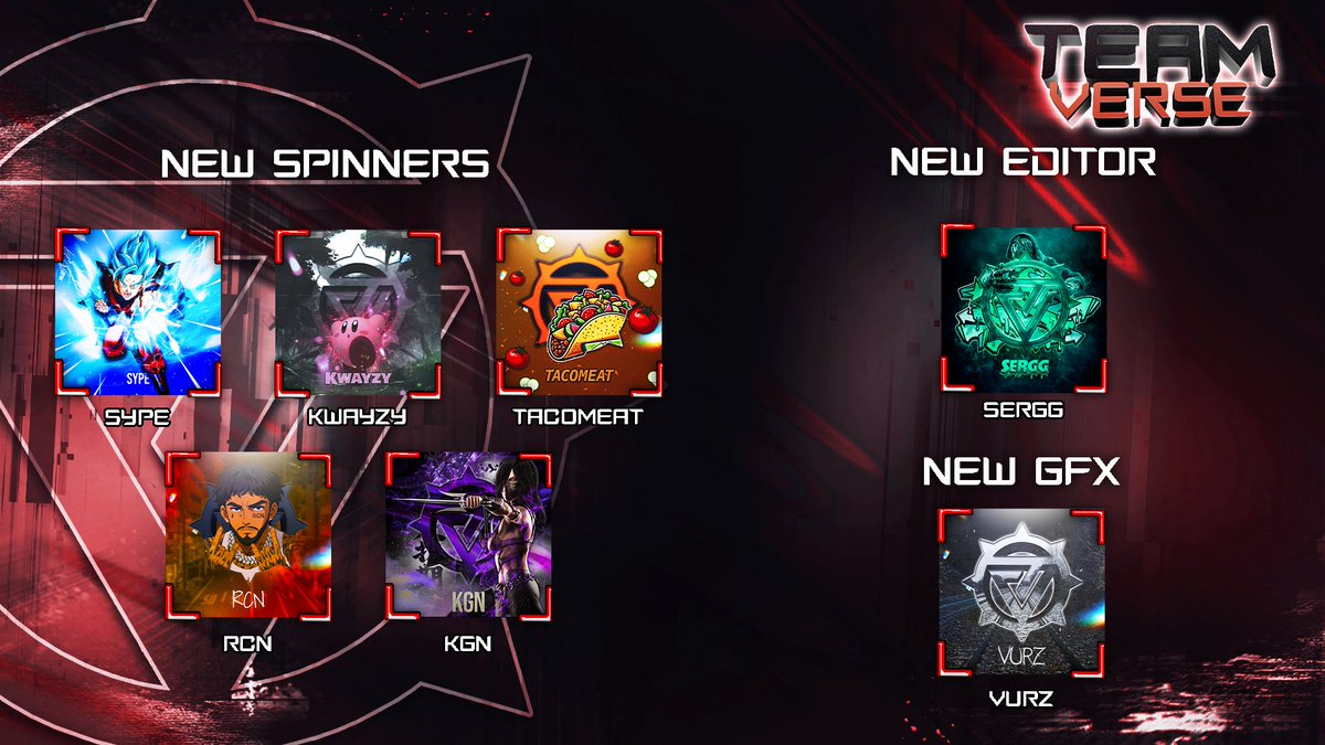 INTRODUCING TO TEAM VERSE!

Players -
<a href="/sambehi/">Verse Sype</a> 
<a href="/kwayzy2k/">Verse Kwayzy</a> 
<a href="/dzsires_/">Verse TacoMeat</a> 
<a href="/OhhRCN/">Verse RCN 💎</a> 
<a href="/Kiegxn/">kgn</a> 

New Editor!
<a href="/Sergg550/">Sergg</a> 

new designer <a href="/VurzVisuals/">Verse Vurz🇨🇦</a>