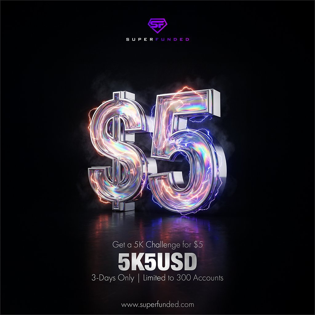 SuperFunded_JP's tweet photo. 1月に買い逃した方、お待たせしました！
5Kプランが「5ドル（約750円）」で買える伝説のキャンペーン、300口座限定で復活です✨

SuperFundedの評価フェーズは【ドローダウンのみ】。 余計なルールがないから、合格率はプロップ業界でもダントツで高いんです。

「プロップファームってどんな感じ？」 そう思ってる人にこそ、ランチ1回分の値段でこの合格しやすさを体験してほしい。

🎟  割引コード：5K5USD 
🗣️ 対象者：このコードを初めて使う方限定
⏰️期限：2026年2月6日まで（または300口座完売）

一度体験すれば、SuperFundedの「合格しやすさ」に驚くはず。 このチャンス、ぜひ掴んでください！🚀