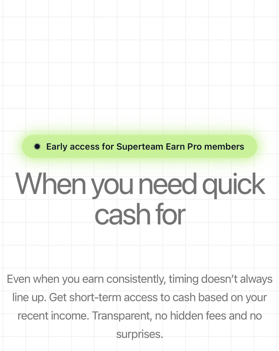This announcement went under the radar. 

Yumi Finance just built a revenue-based cash advance app with Superteam Earn. Basically allowing Superteam Earn Pro members to get a short-term credit with a small fee, based on their gig earnings and salary (optional).

Superteam Earn