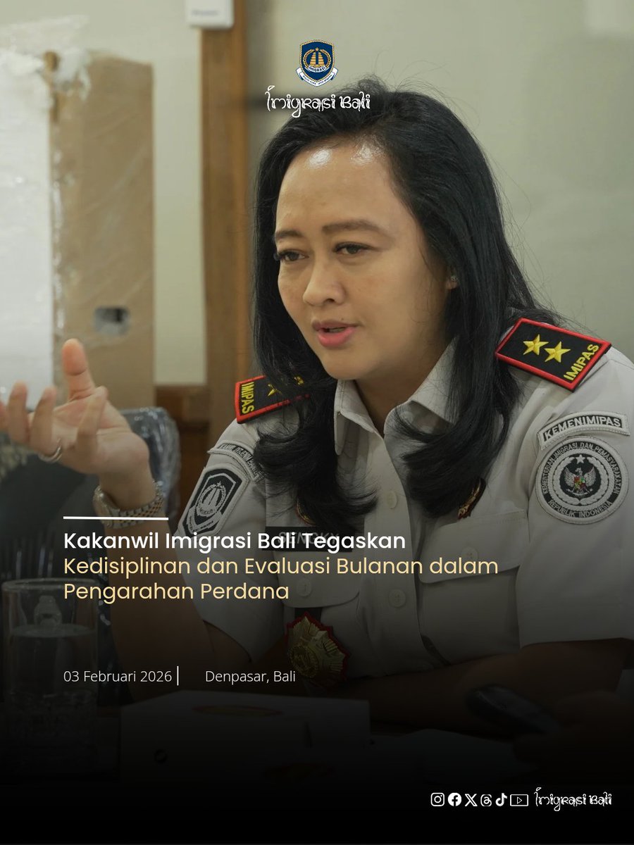 Kakanwil Imigrasi Bali Tegaskan Kedisiplinan dan Evaluasi Bulanan dalam Pengarahan Perdana
instagram.com/p/DUSi_-jkyS2/…
