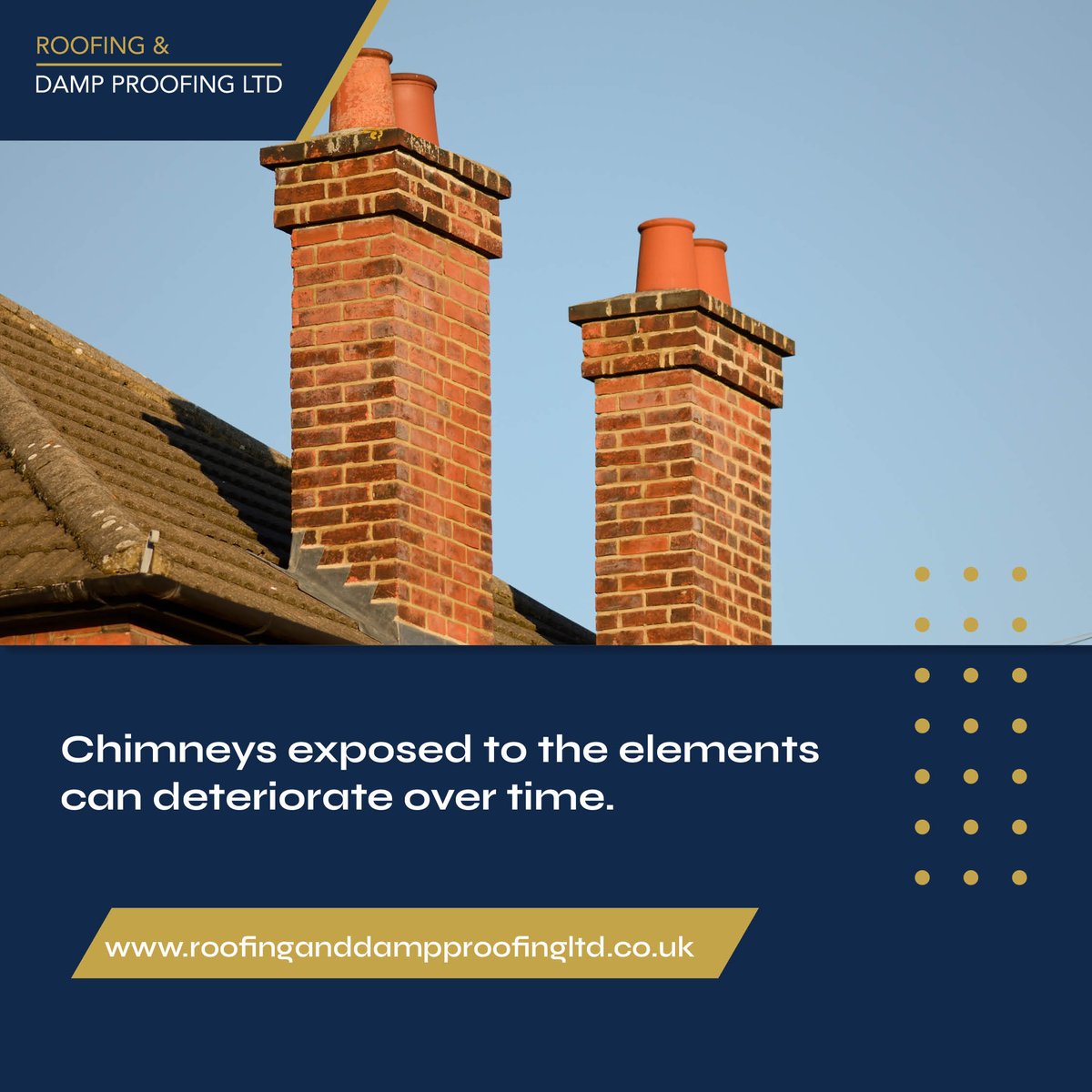 RoofDampProof's tweet image. 🧱 Chimneys exposed to the elements can deteriorate over time. 

Our repair and repointing services help maintain both safety and appearance.

Find out more: roofinganddampproofingltd.co.uk

#ChimneyRepairs #RoofCare #RoofingAndDampProofingLtd